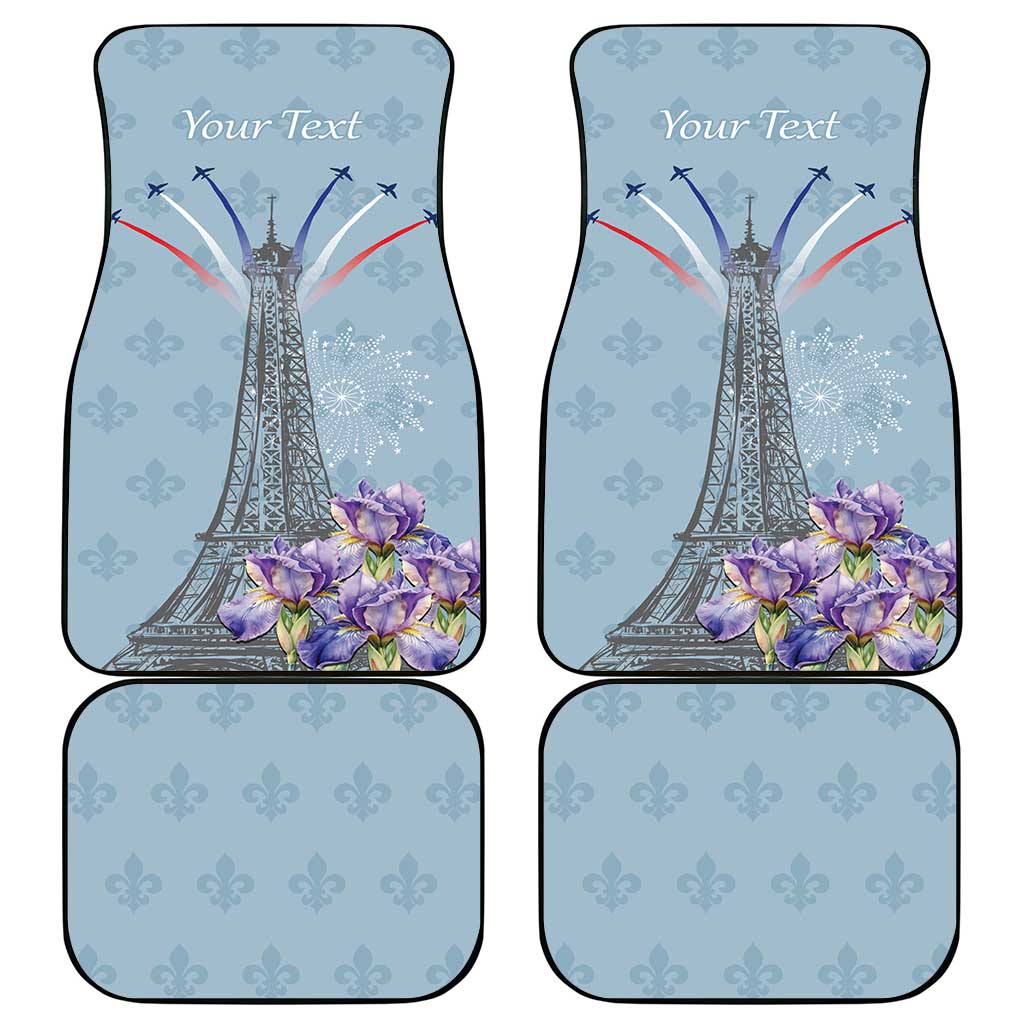 Personalized Fance Le 14 Juillet Car Mats Eiffel Tower with Iris Flower