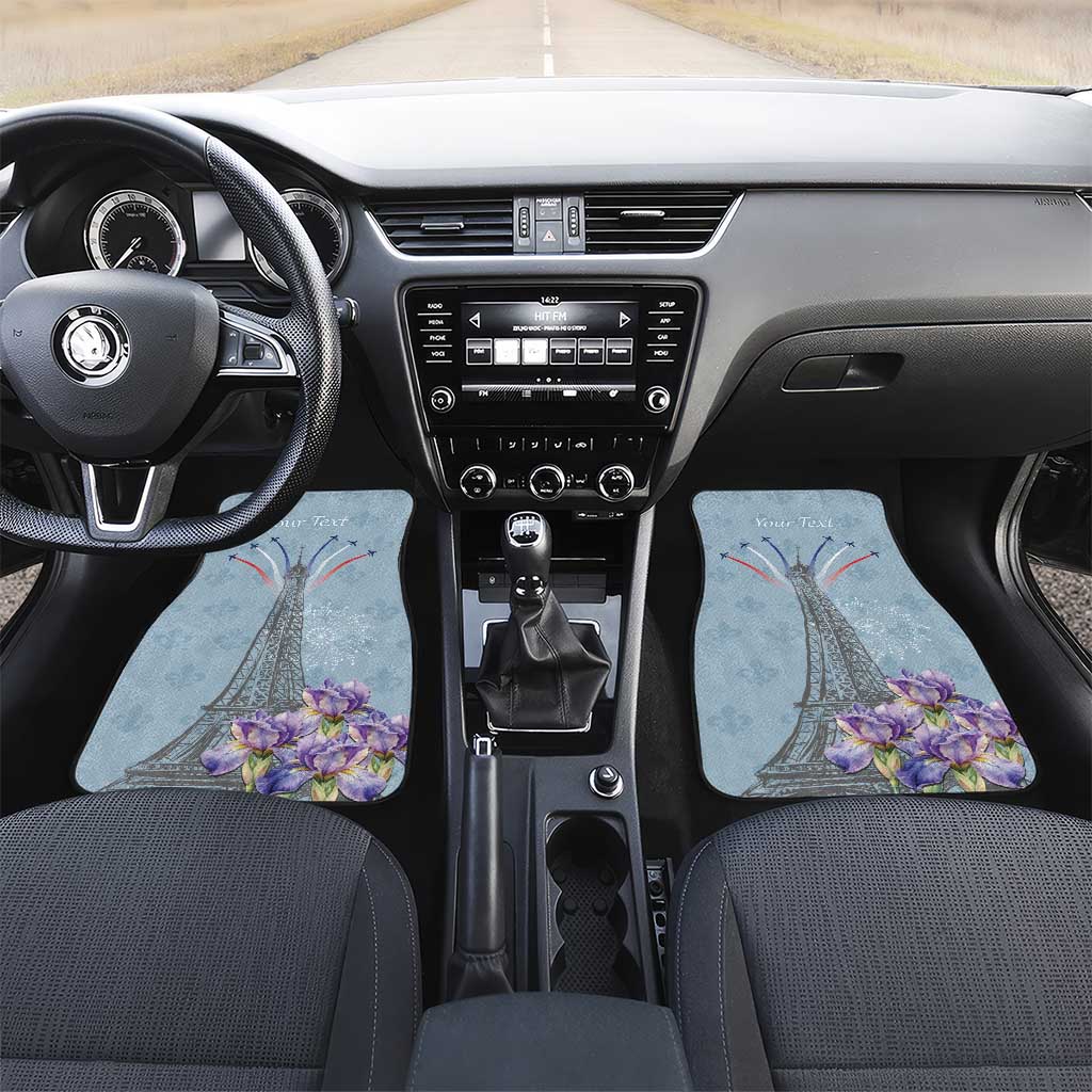 Personalized Fance Le 14 Juillet Car Mats Eiffel Tower with Iris Flower