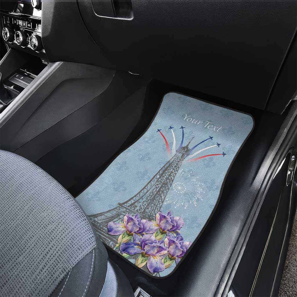 Personalized Fance Le 14 Juillet Car Mats Eiffel Tower with Iris Flower