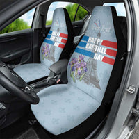 Personalized Fance Le 14 Juillet Car Seat Cover Eiffel Tower with Iris Flower