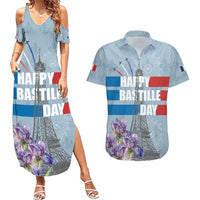 Personalized Fance Le 14 Juillet Couples Matching Summer Maxi Dress and Hawaiian Shirt Eiffel Tower with Iris Flower