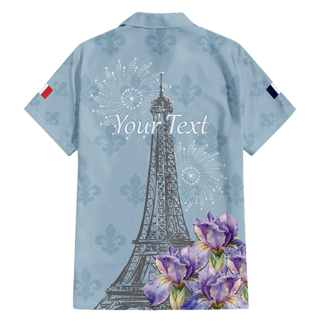 Personalized Fance Le 14 Juillet Family Matching Off Shoulder Maxi Dress and Hawaiian Shirt Eiffel Tower with Iris Flower