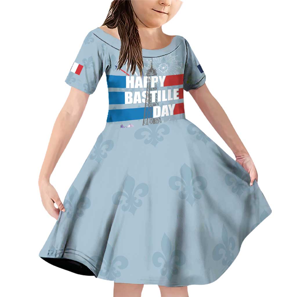 Personalized Fance Le 14 Juillet Family Matching Off Shoulder Short Dress and Hawaiian Shirt Eiffel Tower with Iris Flower