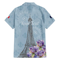Personalized Fance Le 14 Juillet Family Matching Puletasi and Hawaiian Shirt Eiffel Tower with Iris Flower