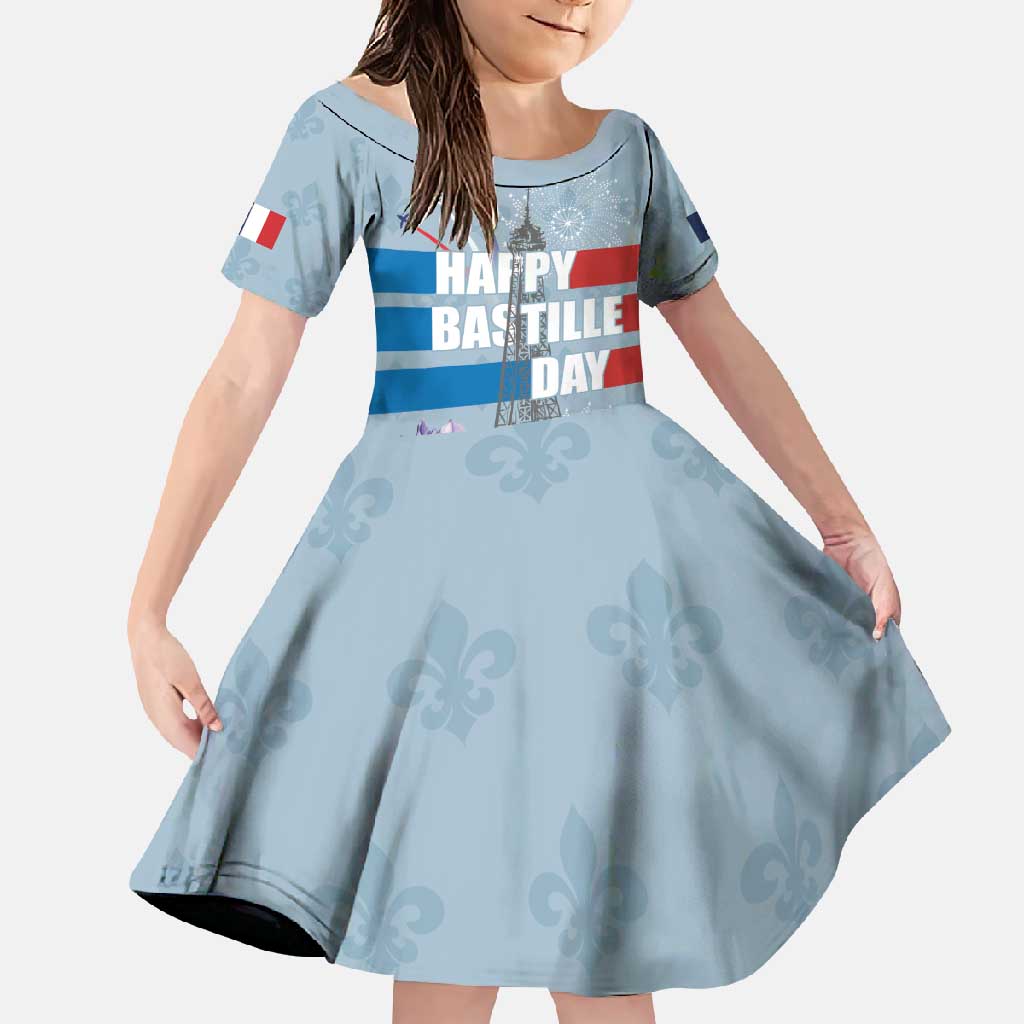 Personalized Fance Le 14 Juillet Family Matching Short Sleeve Bodycon Dress and Hawaiian Shirt Eiffel Tower with Iris Flower