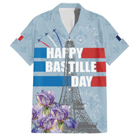 Personalized Fance Le 14 Juillet Family Matching Short Sleeve Bodycon Dress and Hawaiian Shirt Eiffel Tower with Iris Flower