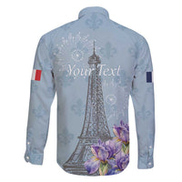 Personalized Fance Le 14 Juillet Family Matching Short Sleeve Bodycon Dress and Hawaiian Shirt Eiffel Tower with Iris Flower