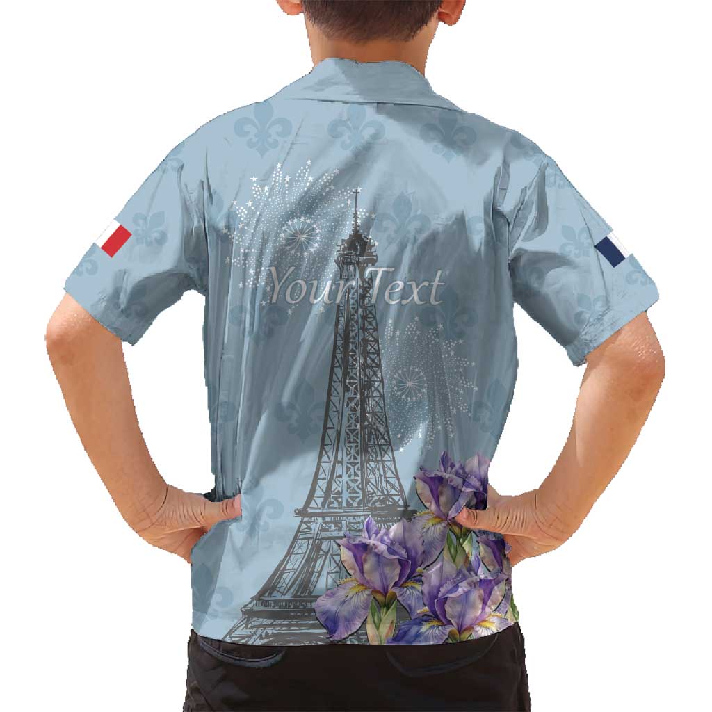 Personalized Fance Le 14 Juillet Family Matching Summer Maxi Dress and Hawaiian Shirt Eiffel Tower with Iris Flower