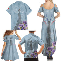 Personalized Fance Le 14 Juillet Family Matching Summer Maxi Dress and Hawaiian Shirt Eiffel Tower with Iris Flower