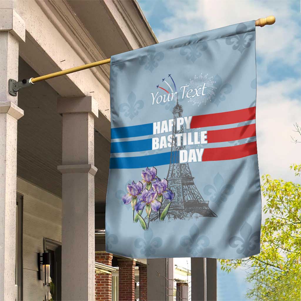 Personalized Fance Le 14 Juillet Garden Flag Eiffel Tower with Iris Flower