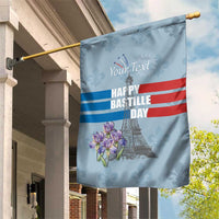 Personalized Fance Le 14 Juillet Garden Flag Eiffel Tower with Iris Flower