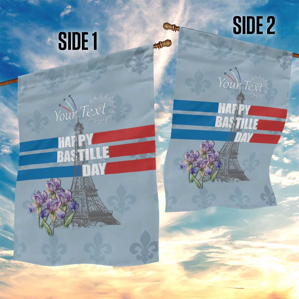 Personalized Fance Le 14 Juillet Garden Flag Eiffel Tower with Iris Flower