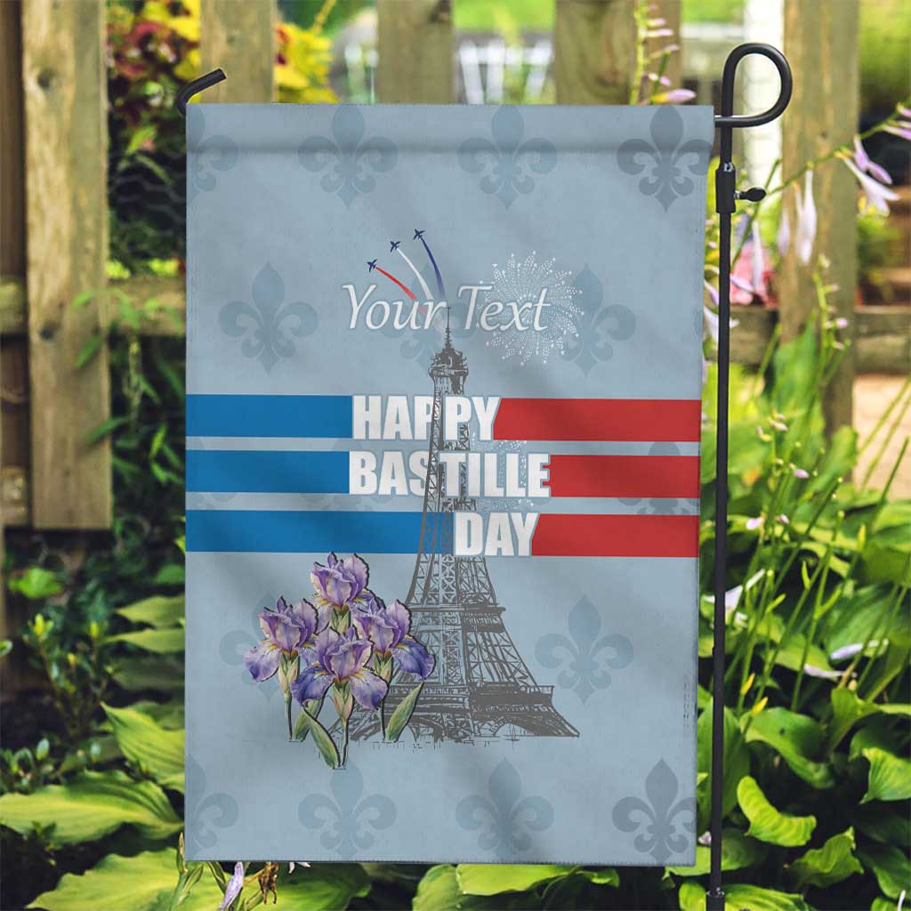 Personalized Fance Le 14 Juillet Garden Flag Eiffel Tower with Iris Flower