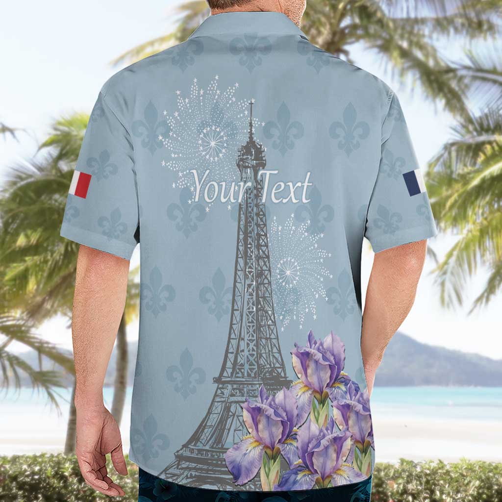 Personalized Fance Le 14 Juillet Hawaiian Shirt Eiffel Tower with Iris Flower