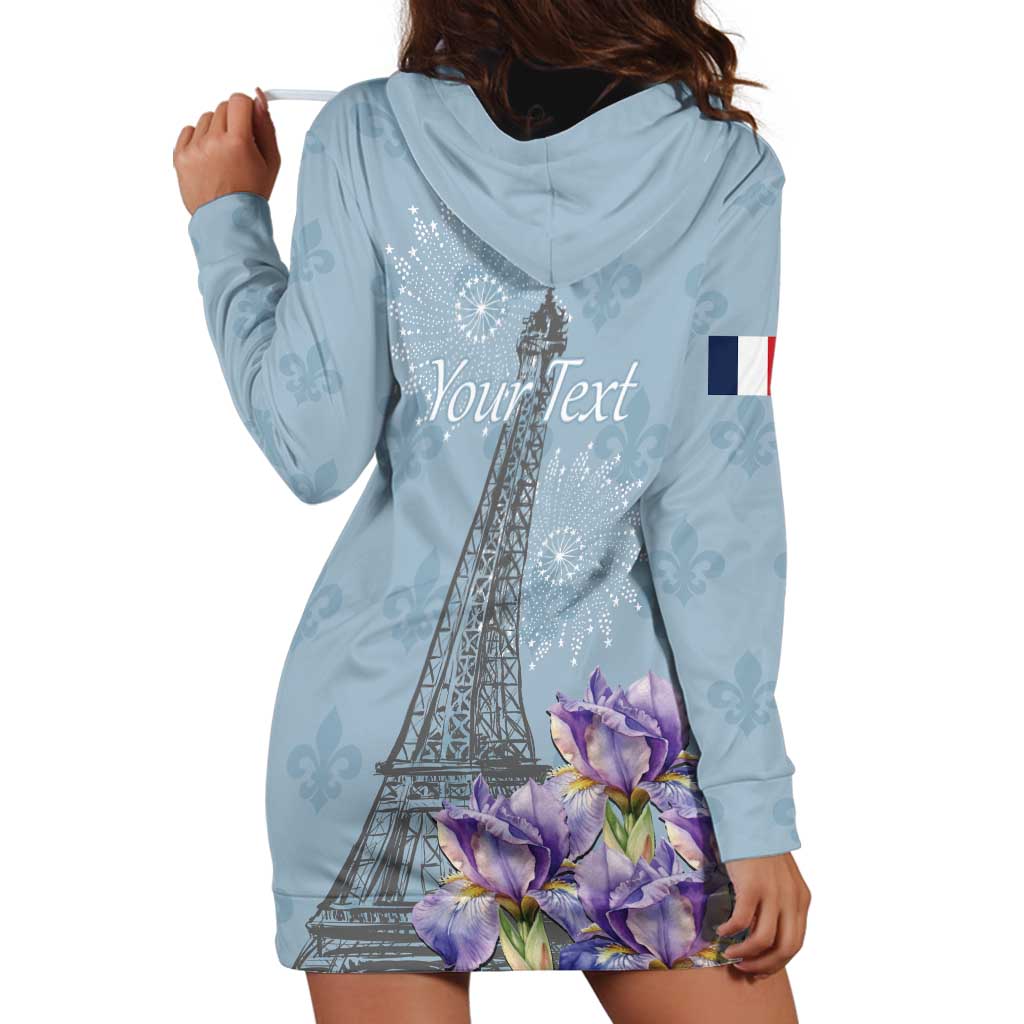 Personalized Fance Le 14 Juillet Hoodie Dress Eiffel Tower with Iris Flower