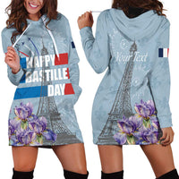 Personalized Fance Le 14 Juillet Hoodie Dress Eiffel Tower with Iris Flower