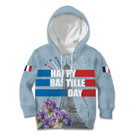 Personalized Fance Le 14 Juillet Kid Hoodie Eiffel Tower with Iris Flower