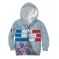 Personalized Fance Le 14 Juillet Kid Hoodie Eiffel Tower with Iris Flower