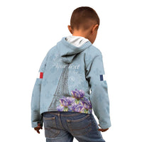 Personalized Fance Le 14 Juillet Kid Hoodie Eiffel Tower with Iris Flower
