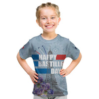 Personalized Fance Le 14 Juillet Kid T Shirt Eiffel Tower with Iris Flower