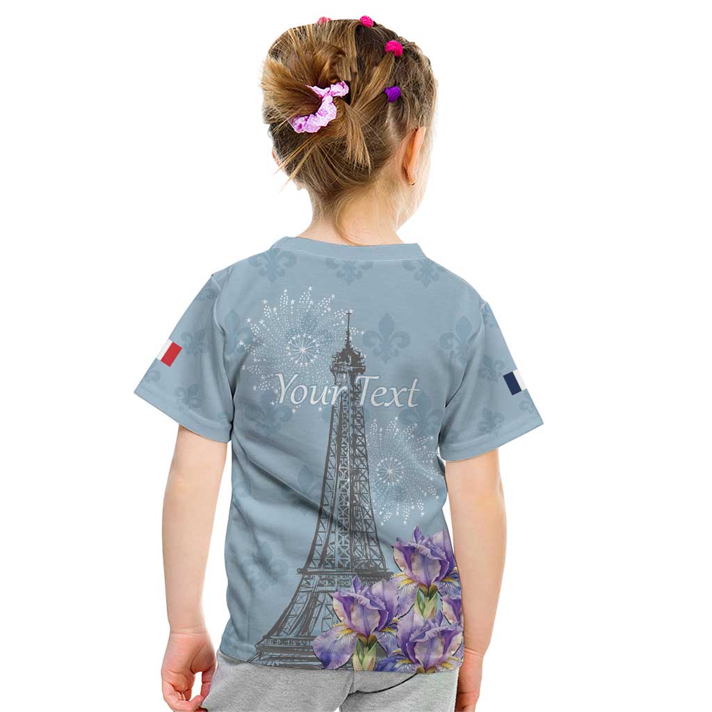 Personalized Fance Le 14 Juillet Kid T Shirt Eiffel Tower with Iris Flower