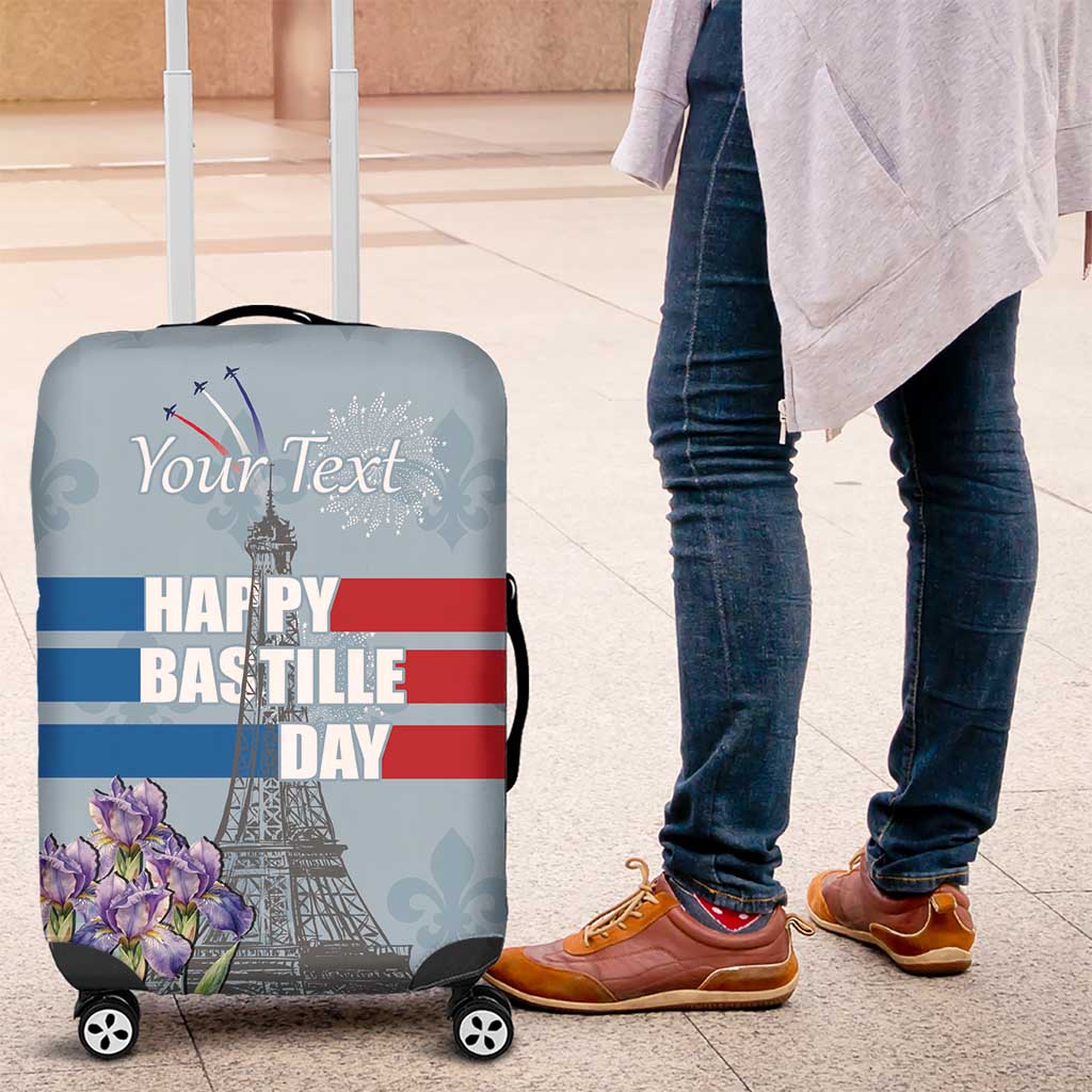 Personalized Fance Le 14 Juillet Luggage Cover Eiffel Tower with Iris Flower