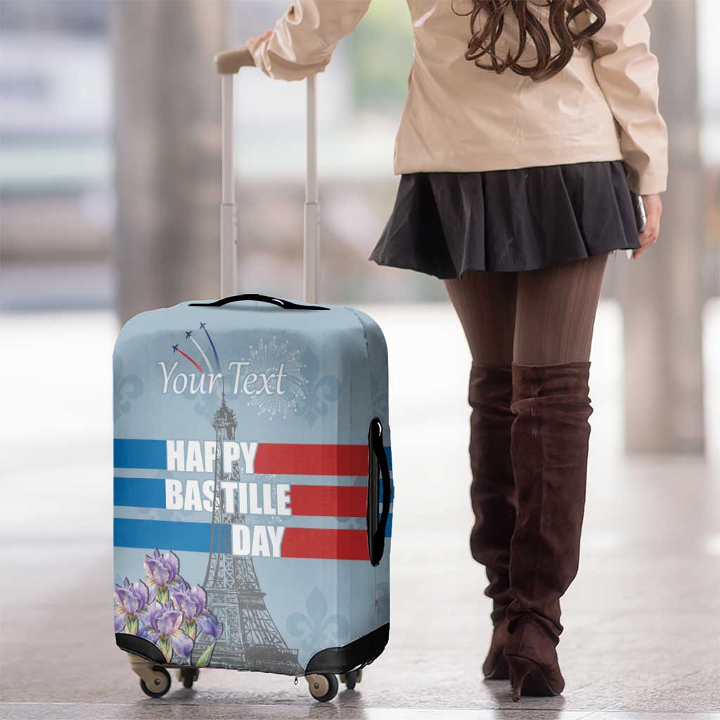 Personalized Fance Le 14 Juillet Luggage Cover Eiffel Tower with Iris Flower