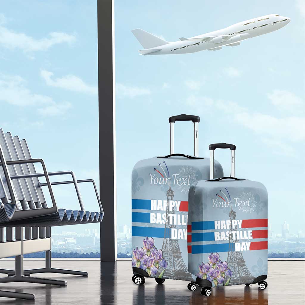 Personalized Fance Le 14 Juillet Luggage Cover Eiffel Tower with Iris Flower