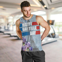 Personalized Fance Le 14 Juillet Men Tank Top Eiffel Tower with Iris Flower