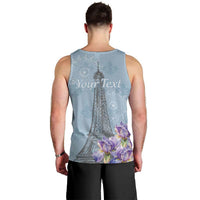 Personalized Fance Le 14 Juillet Men Tank Top Eiffel Tower with Iris Flower