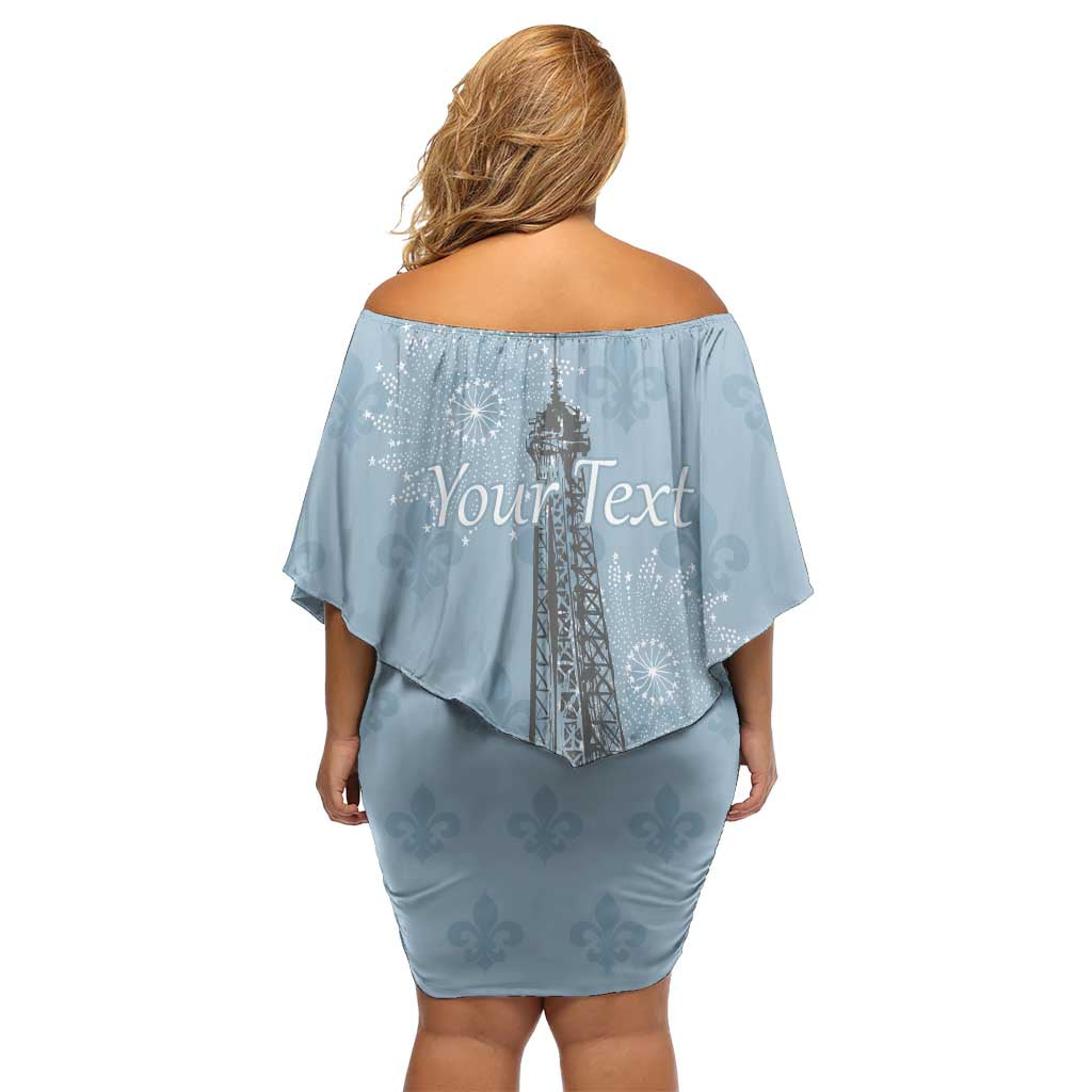 Personalized Fance Le 14 Juillet Off Shoulder Short Dress Eiffel Tower with Iris Flower