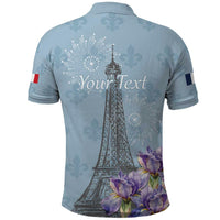 Personalized Fance Le 14 Juillet Polo Shirt Eiffel Tower with Iris Flower