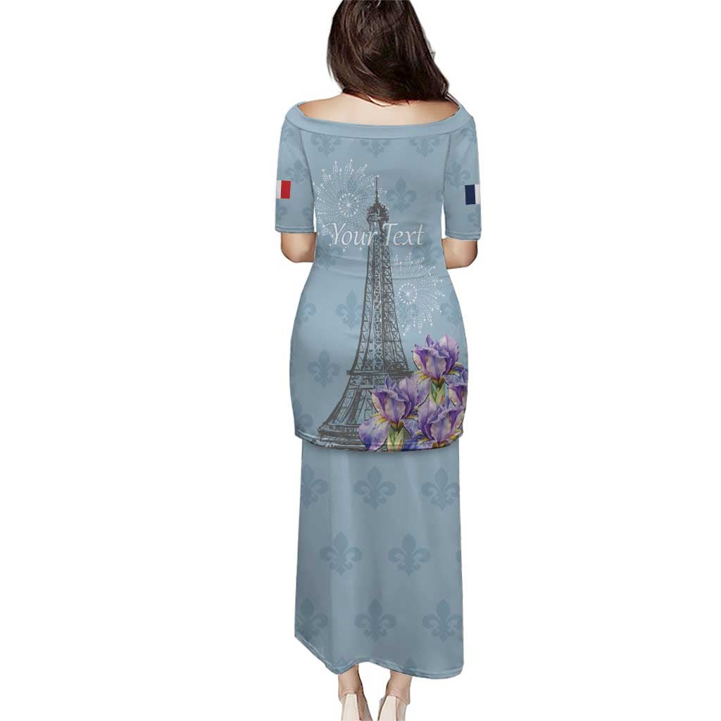 Personalized Fance Le 14 Juillet Puletasi Eiffel Tower with Iris Flower