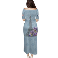 Personalized Fance Le 14 Juillet Puletasi Eiffel Tower with Iris Flower