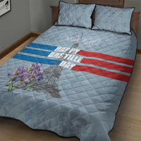 Personalized Fance Le 14 Juillet Quilt Bed Set Eiffel Tower with Iris Flower