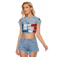 Personalized Fance Le 14 Juillet Raglan Cropped T Shirt Eiffel Tower with Iris Flower