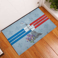 Personalized Fance Le 14 Juillet Rubber Doormat Eiffel Tower with Iris Flower