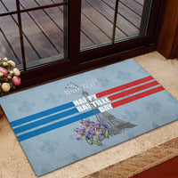 Personalized Fance Le 14 Juillet Rubber Doormat Eiffel Tower with Iris Flower