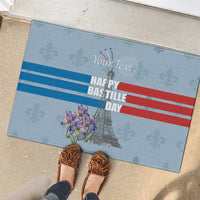 Personalized Fance Le 14 Juillet Rubber Doormat Eiffel Tower with Iris Flower