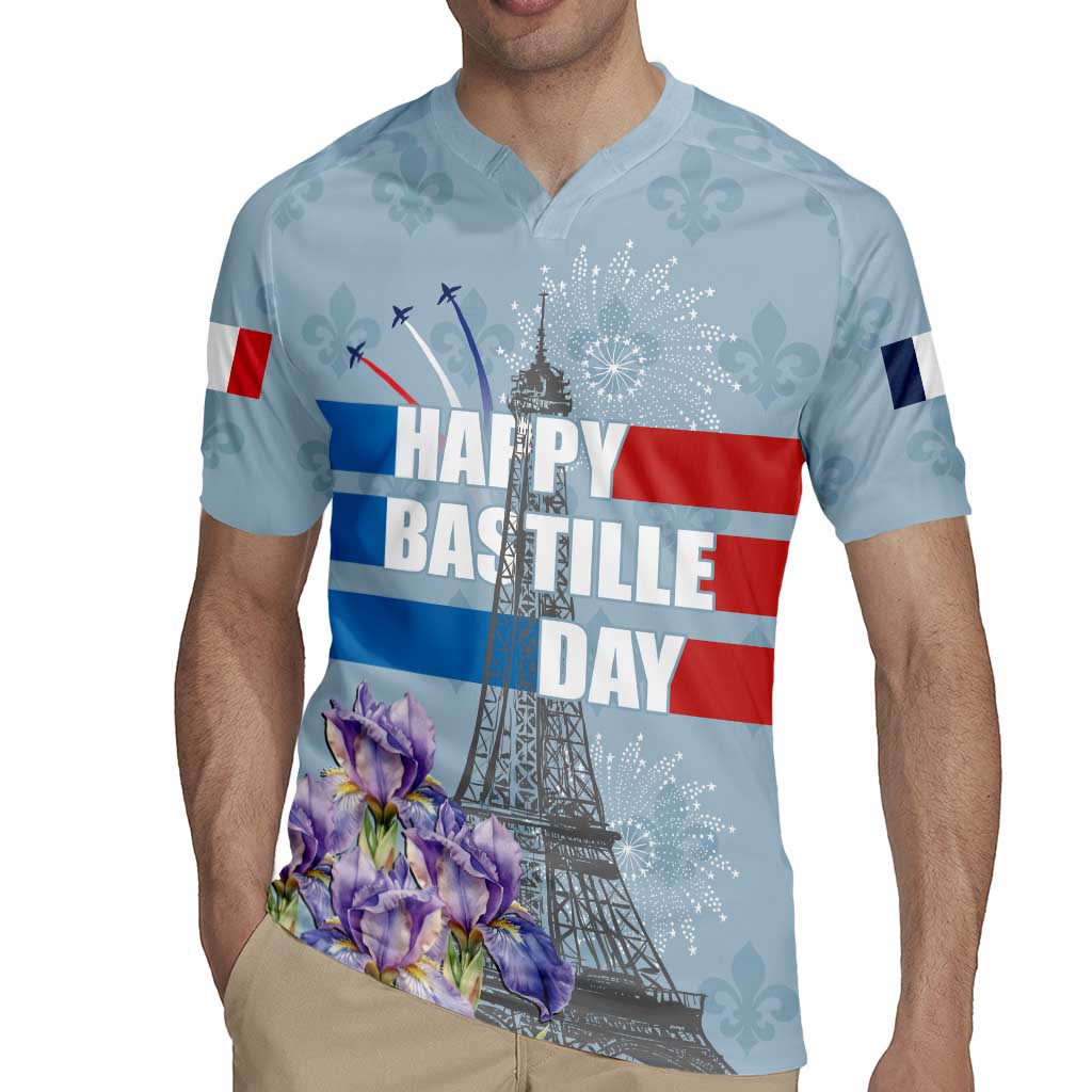 Personalized Fance Le 14 Juillet Rugby Jersey Eiffel Tower with Iris Flower