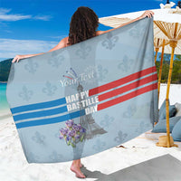 Personalized Fance Le 14 Juillet Sarong Eiffel Tower with Iris Flower