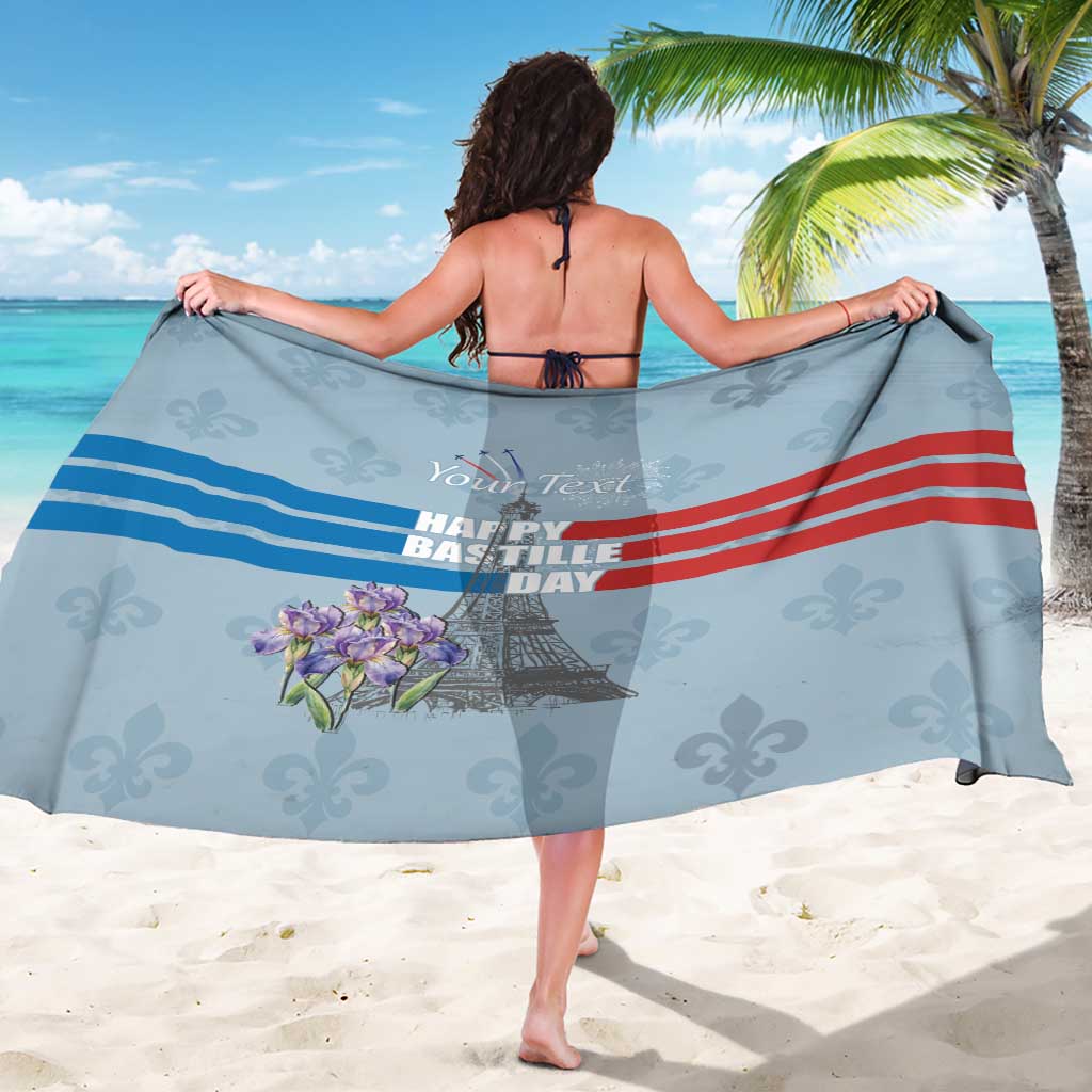 Personalized Fance Le 14 Juillet Sarong Eiffel Tower with Iris Flower