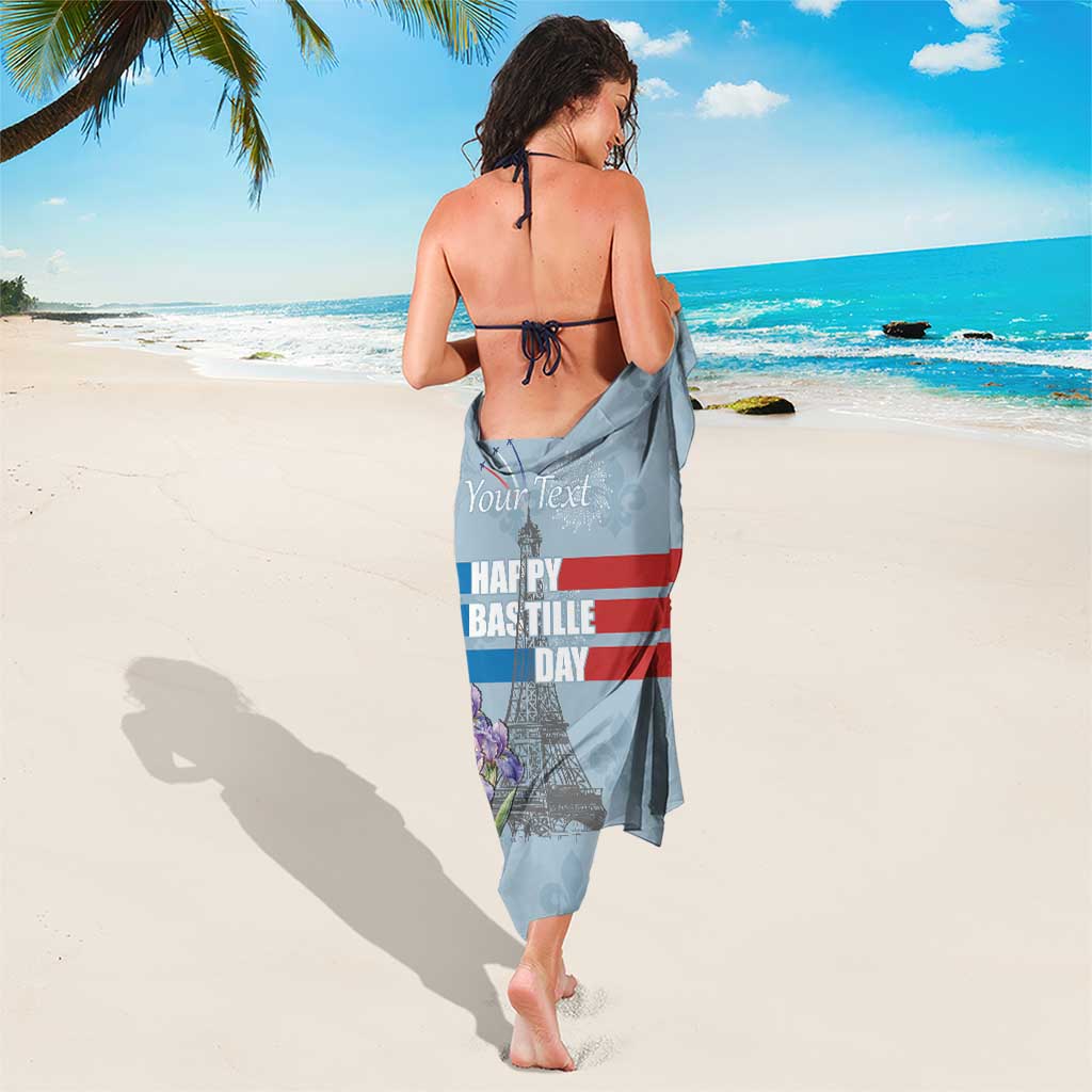 Personalized Fance Le 14 Juillet Sarong Eiffel Tower with Iris Flower