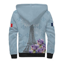 Personalized Fance Le 14 Juillet Sherpa Hoodie Eiffel Tower with Iris Flower