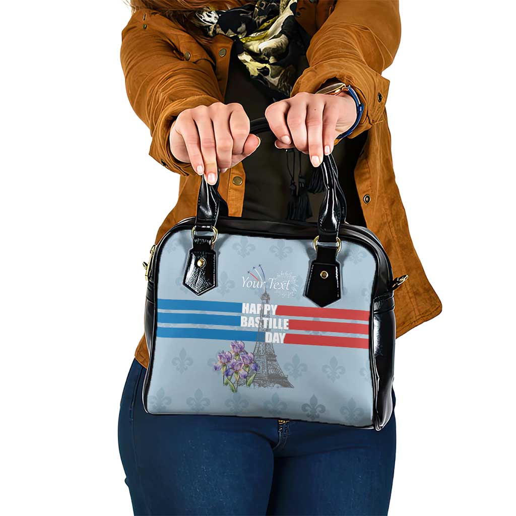 Personalized Fance Le 14 Juillet Shoulder Handbag Eiffel Tower with Iris Flower