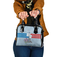 Personalized Fance Le 14 Juillet Shoulder Handbag Eiffel Tower with Iris Flower