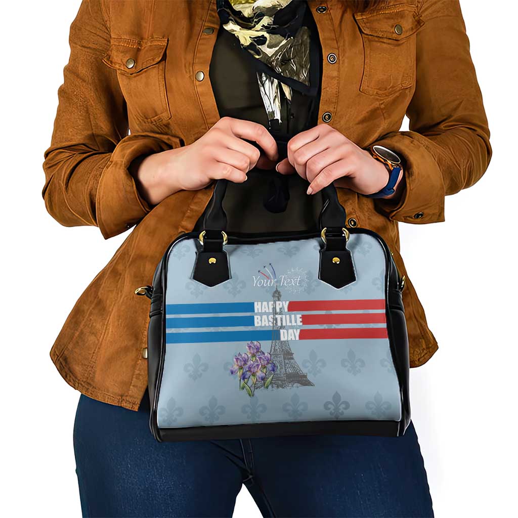 Personalized Fance Le 14 Juillet Shoulder Handbag Eiffel Tower with Iris Flower