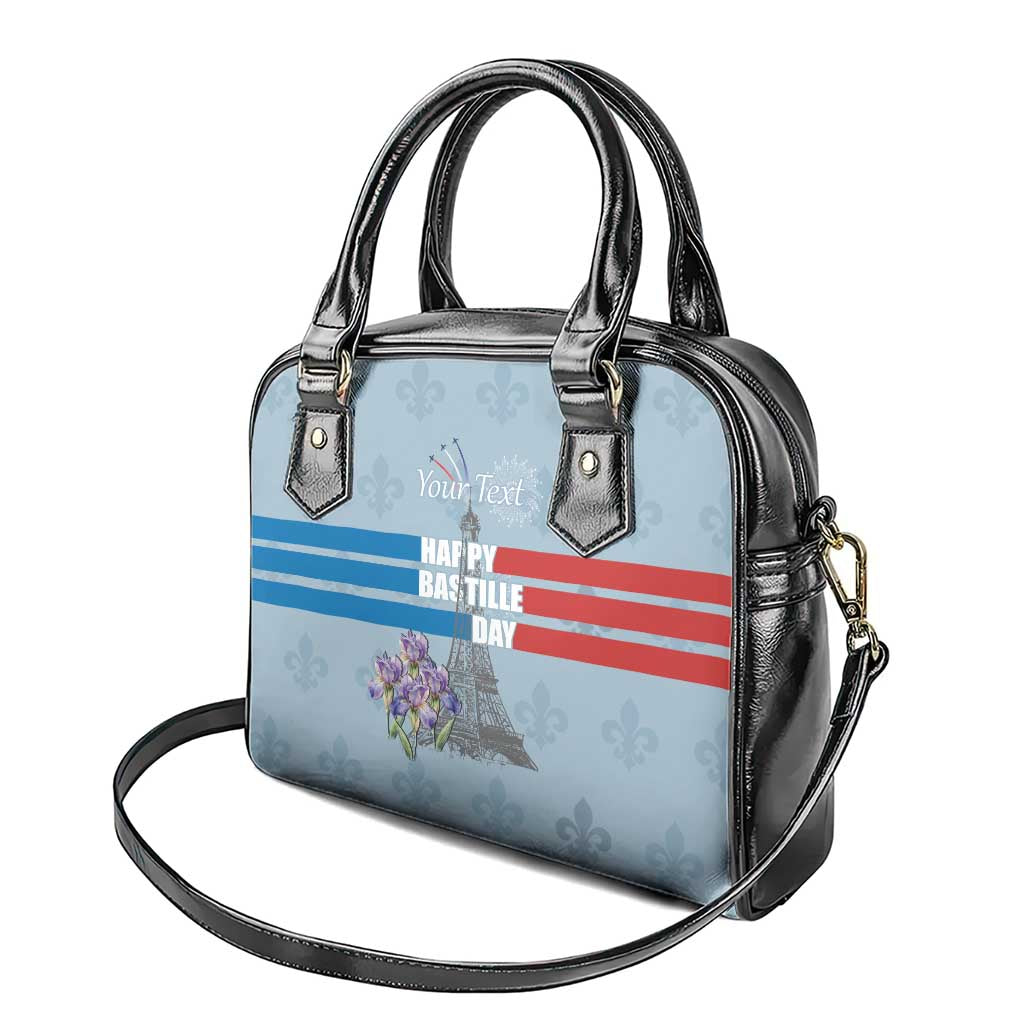 Personalized Fance Le 14 Juillet Shoulder Handbag Eiffel Tower with Iris Flower