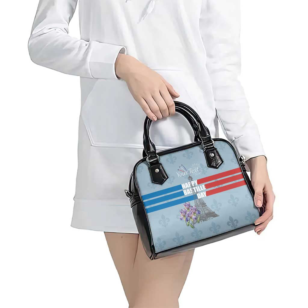 Personalized Fance Le 14 Juillet Shoulder Handbag Eiffel Tower with Iris Flower