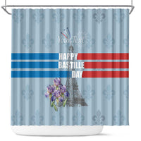 Personalized Fance Le 14 Juillet Shower Curtain Eiffel Tower with Iris Flower